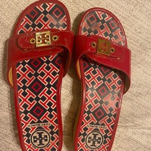 Tory Burch wooden sandals, size 8